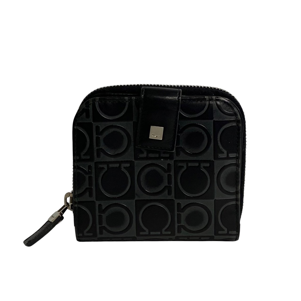 Salvatore Ferragamo サルヴァトーレフェラガモ ガンチーニ レザー 二つ折り財布 ブラック
 30952