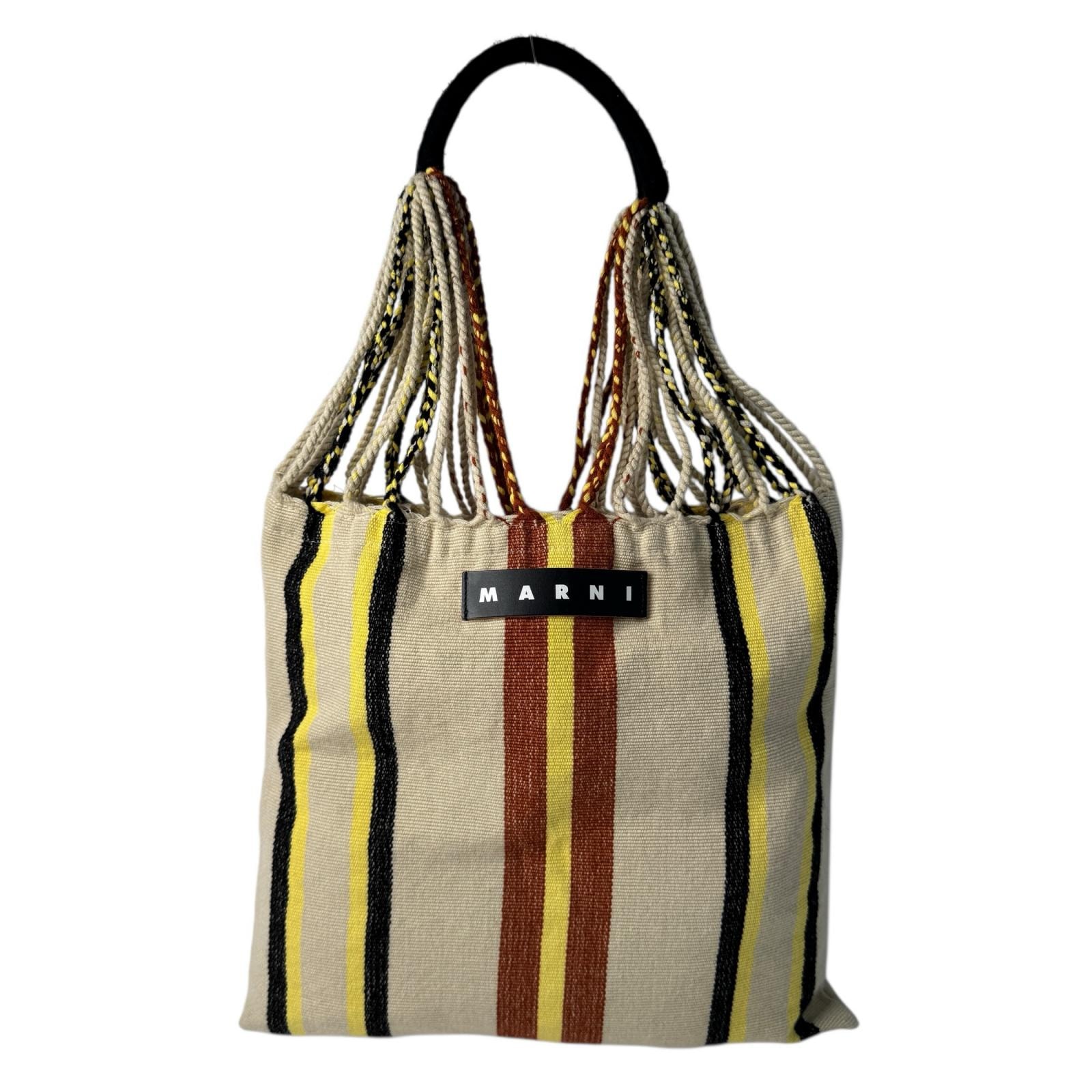 人気定番✨MARNI マルニ ハンモックトートバッグ ネイビー ブラウン 