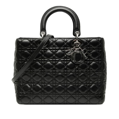 ディオール カナージュ レディディオール ハンドバッグ ショルダーバッグ 2WAY ブラック ラムスキン レディース Dior 【中古】