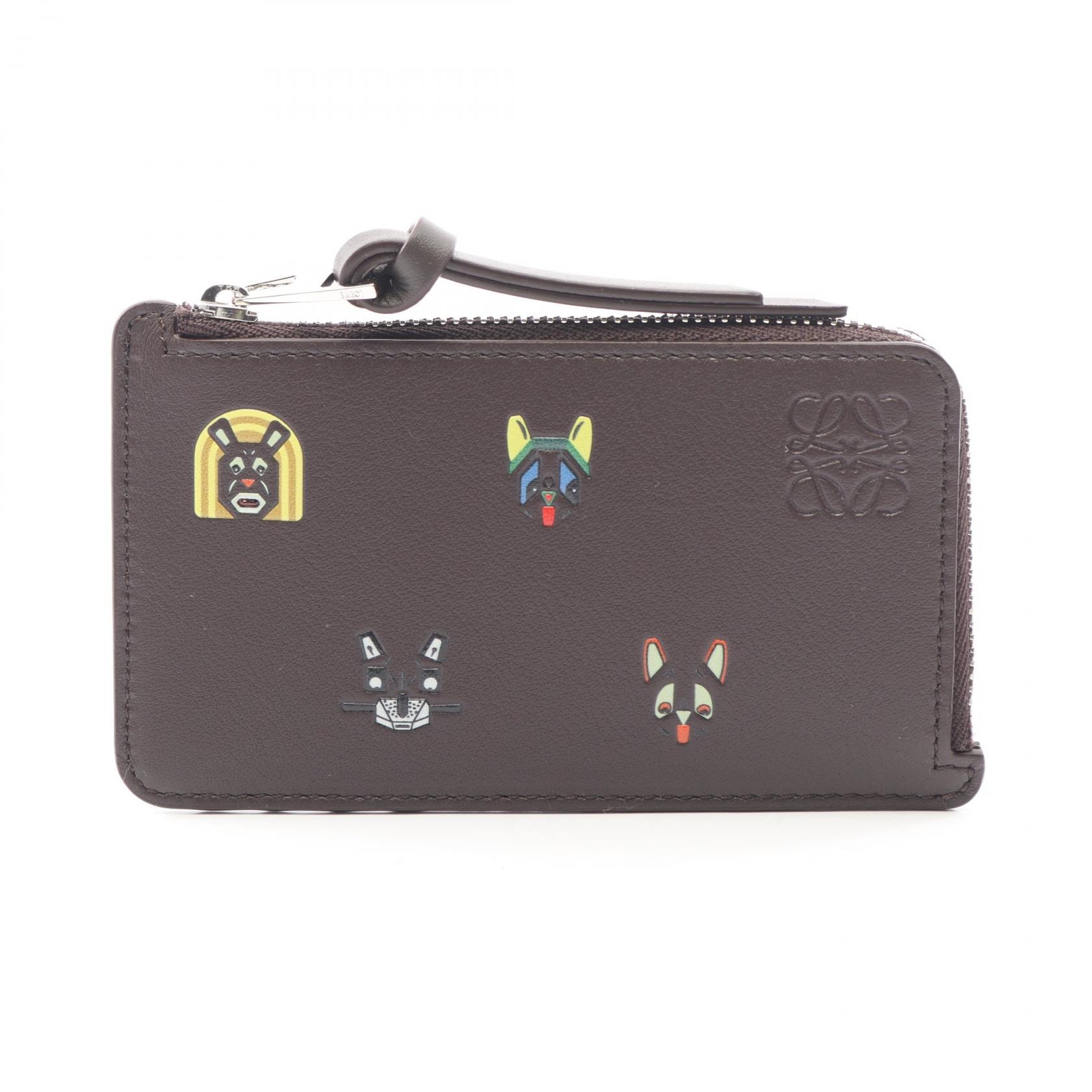 ロエベ LOEWE LOEWE x Louis Wain キャッツ コインカードホルダー コインケース 財布 レザー メンズ レディース ブラウン系 / マルチカラー C643Z40XAL3100 【新品】