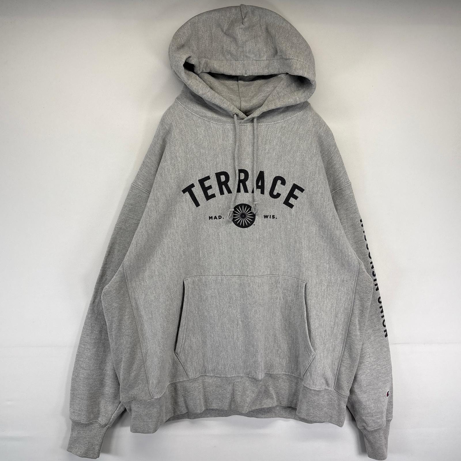 古着 チャンピオン Champion パーカー リバースウィーブ プルオーバー フーディ スウェット プリント 2XL  グレー メンズ