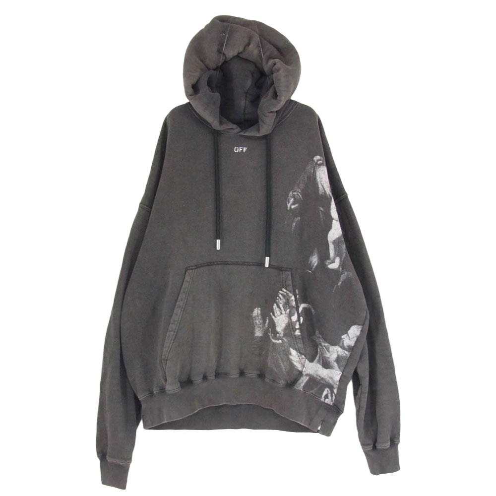 OFF-WHITE オフホワイト パーカー 24AW OMBB085F24FLE00D Blurred Mary Skate Hoodie グラフィック バックアロー プリント プルオーバー パーカー フーディー グレー系 XL【中古】
