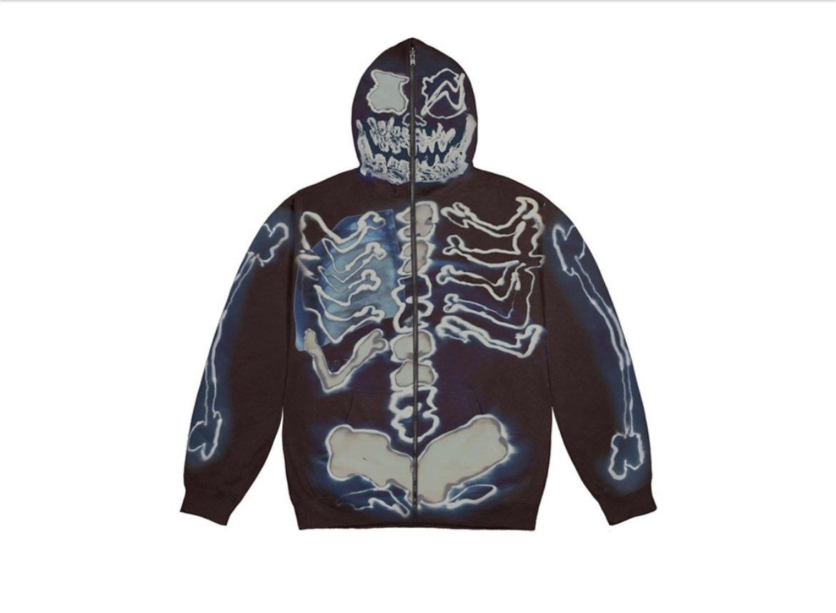 Travis Scott Cactus Jack For Fragment Skeleton Graffiti Full Zip Hoodie "Black"