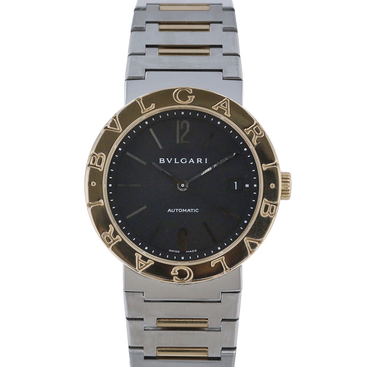 BVLGARI ブルガリ ブルガリブルガリ 自動巻き ブラック文字盤 18K/SS 38mm 腕時計 BB38SG ステンレススチール イエローゴールド シルバー ゴールド  メンズ【中古】