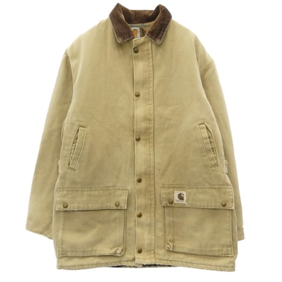 Carhartt カーハート ジャケット Vintage 90S 刺繍タグ ダック 裏地ブランケット 襟コーデュロイ ハンティング ジャケット ベージュ系 ブラウン系【中古】