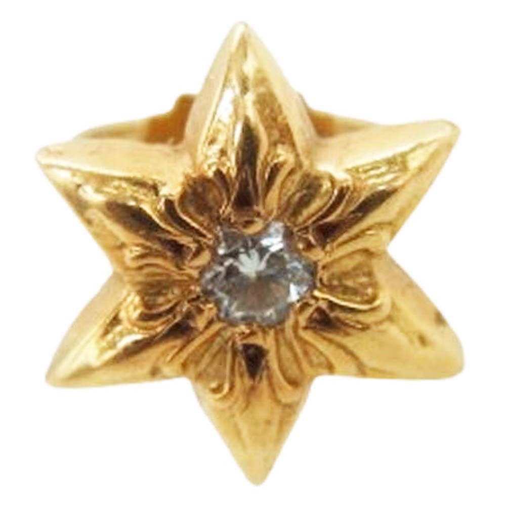Chrome Hearts 22K Cut Out Star Stud Earrings W / Diamond "Gold"