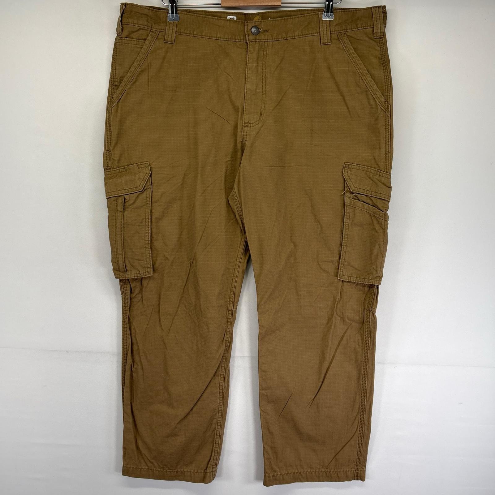 古着 カーハート Carhartt パンツ カーゴパンツ ジッパーフライ ワンポイントロゴ 大きいサイズ w42 L30  ブラウン系 メンズ