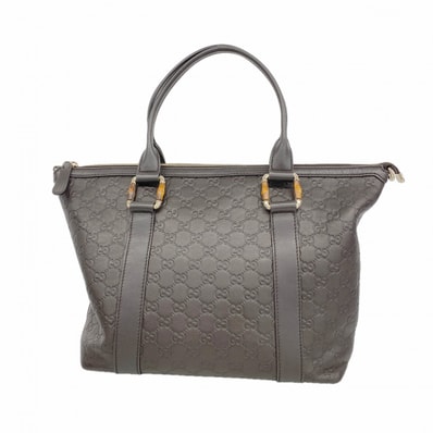 【6fa1620-h】グッチ トートバッグ グッチシマ バンブー 339548 レザー ブラウン シャンパンゴールド金具【中古】レディース
