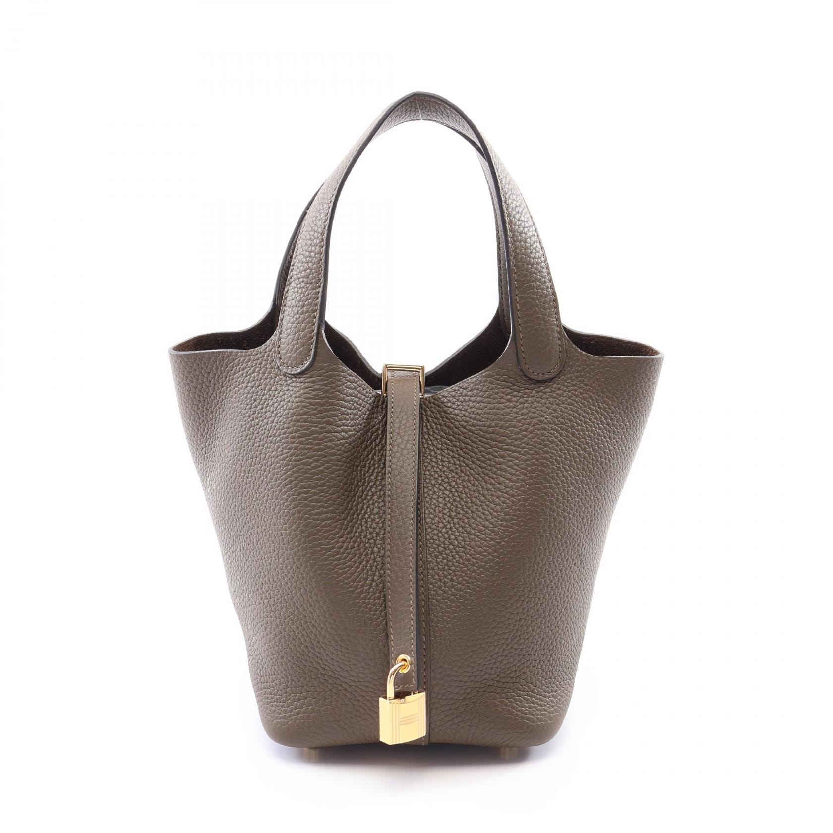 エルメス HERMES ピコタンロックPM ヴェールロデン ハンドバッグ バッグ レザー トリヨンクレマンス レディース グレー系 【中古】