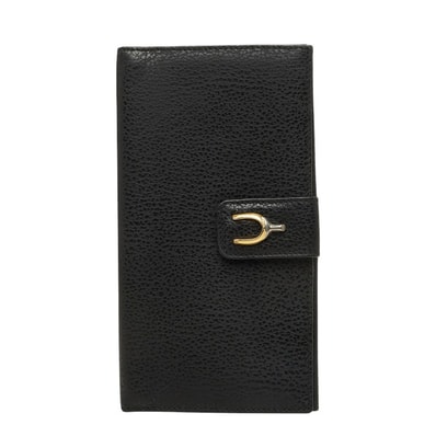 グッチ 二つ折り 長財布 035 150 0723 ブラック ゴールド レザー レディース GUCCI 中古