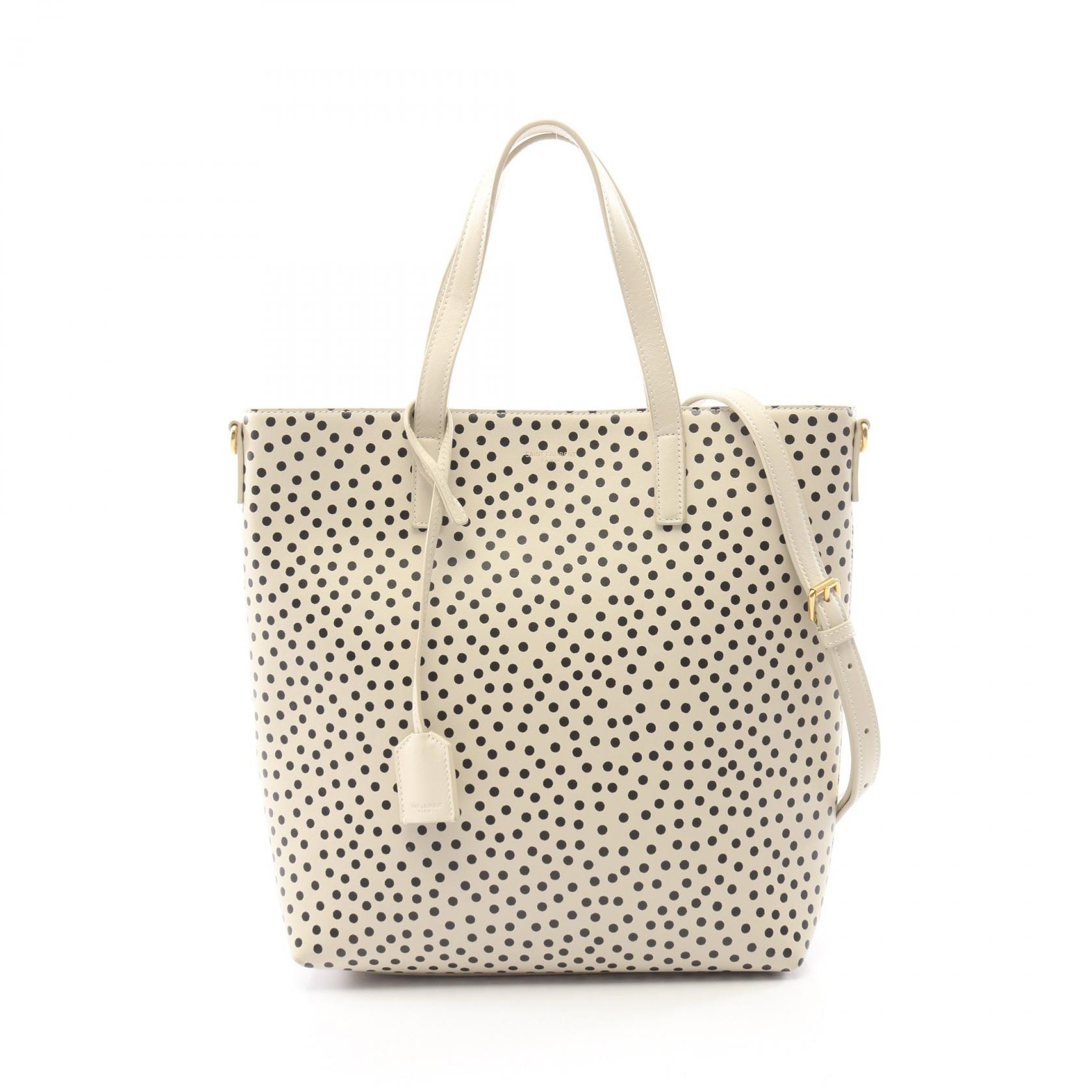 サンローランパリ SAINT LAURENT PARIS SHOPPING TOY ショッピングトイ ドット 2WAY ハンドバッグ バッグ レザー レディース ホワイト系 / ブラック系 600307 【中古】