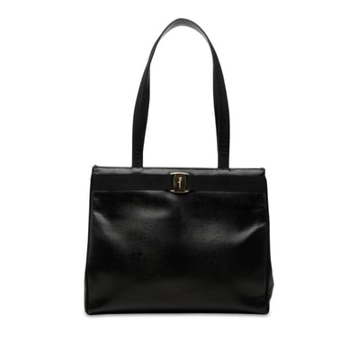 サルヴァトーレフェラガモ ヴァラリボン トートバッグ ブラック レザー レディース Salvatore Ferragamo 【中古】