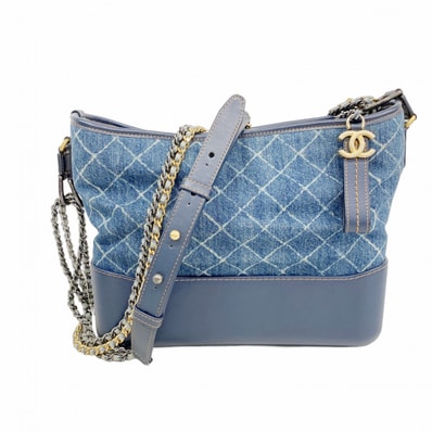 ★SALE【6ce6034-k】シャネル ショルダーバッグ チェーンショルダー ガブリエル デニム ブルー ネイビー ゴールド/シルバー金具【中古】レディース