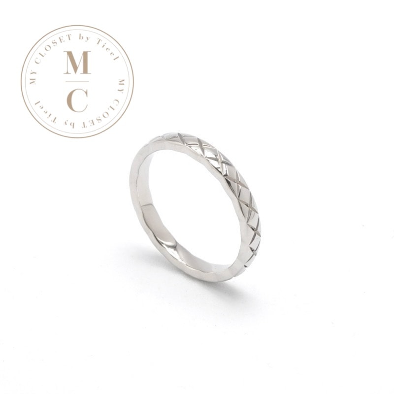 シャネル CHANEL リング 指輪 シルバー マトラッセ ココクラッシュ マリッジリング Pt950 4g