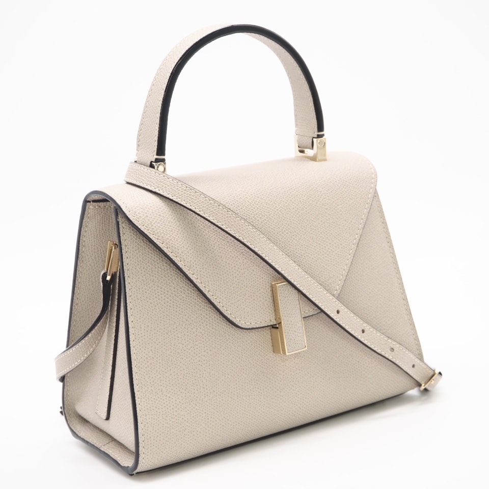 極美品 Valextra ヴァレクストラ イジィデ ミニ バッグ WBES0036028LOC99 2wayハンドバッグ ベージュ ブラック カーフレザー レディース