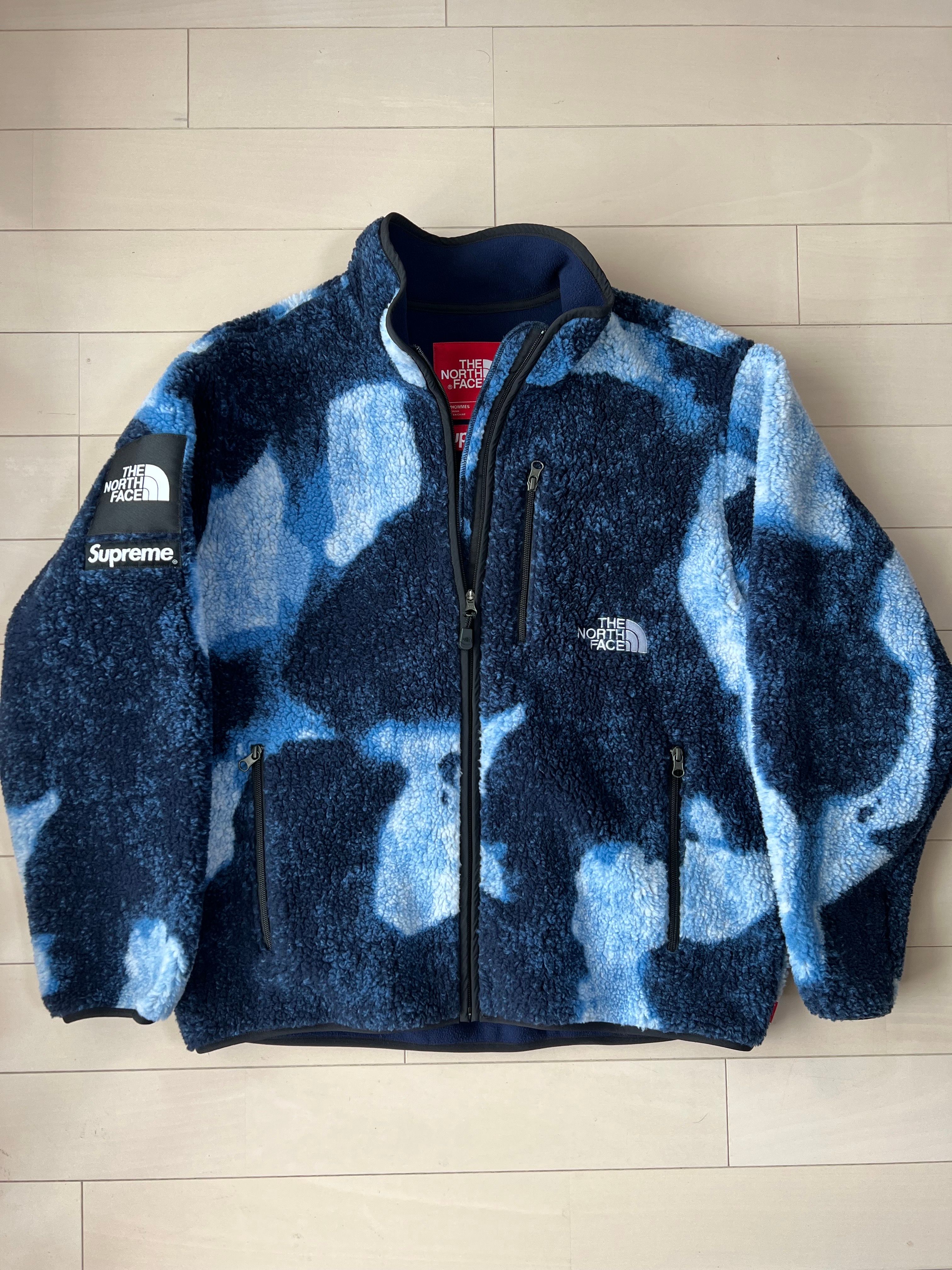 Supreme x The North Face Bleached Denim Print Fleece Jacket "Indigo"