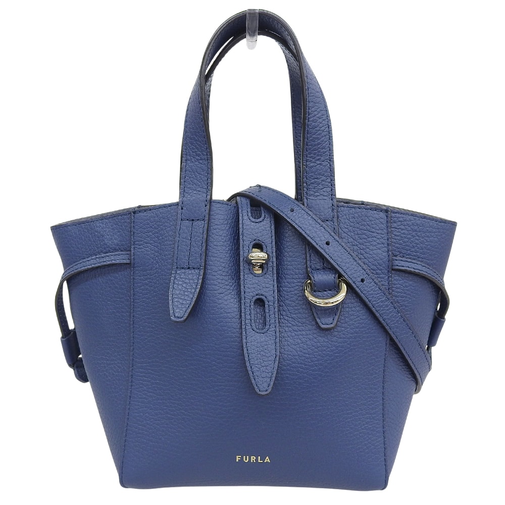 フルラ 美品 NET MINI 2WAY ハンドバッグ ショルダーバッグ レディース ブルー BASRFUA HSF000