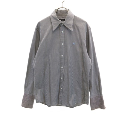 BURBERRY BLACK LABEL バーバリーブラックレーベル 千鳥格子柄 長袖 コットンシャツ 41 ブラック系 三陽商会