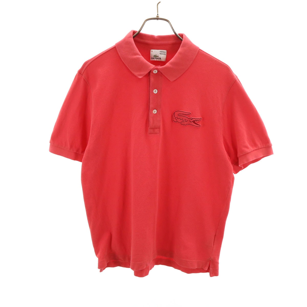 LACOSTE ラコステ 日本製 半袖 ポロシャツ 4 レッド 鹿の子