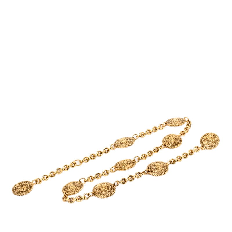 VINTAGE CHANEL ゴールドチェーンベルト ラムスキン イエロー ココ VINTAGE CHANEL ゴールドチェーンベルト ラムスキン イエロー ココ