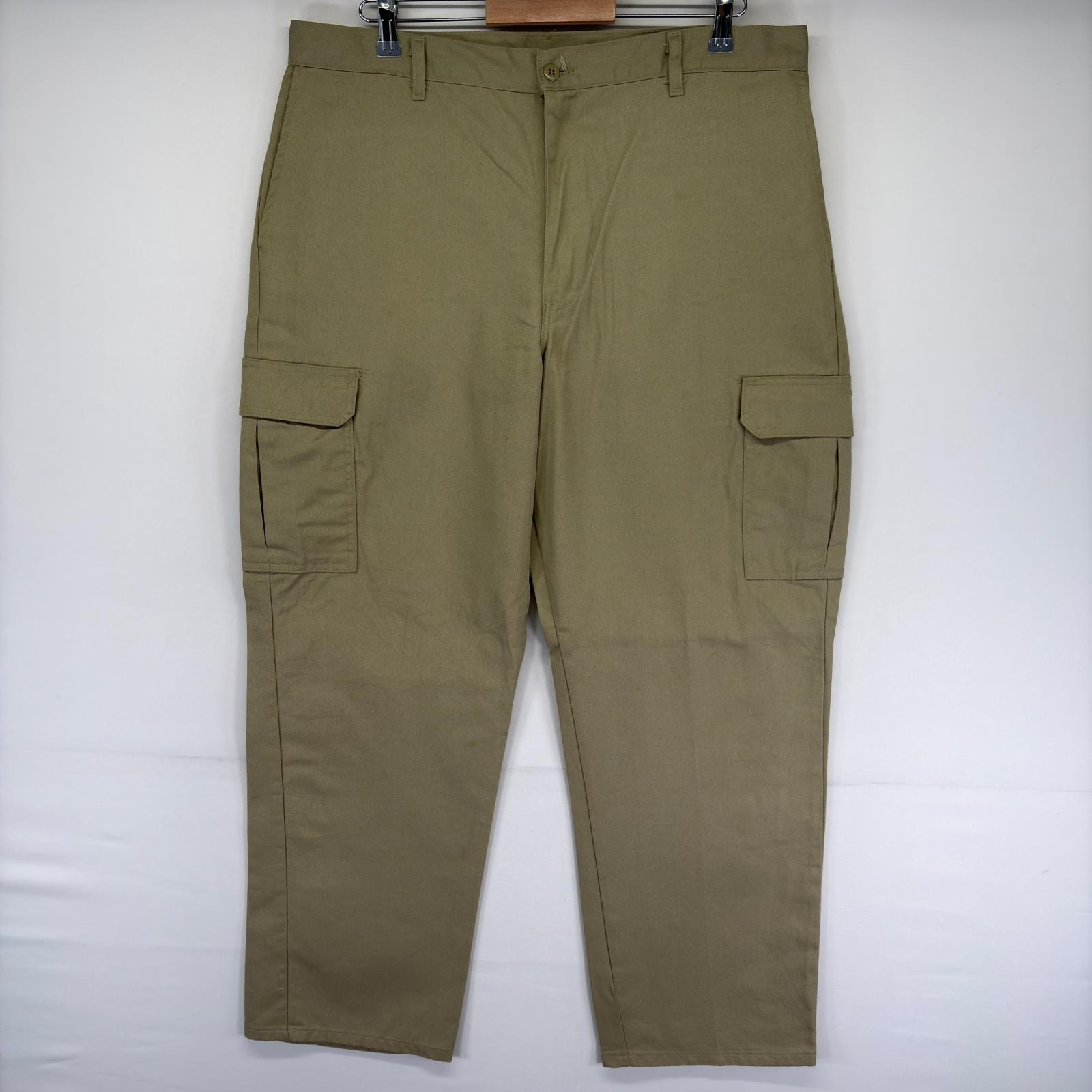 古着 ディッキーズ Dickies パンツ ワークパンツ カーゴパンツ ジッパーフライ 作業着 ワンポイントロゴ W38 L32  ベージュ系 メンズ