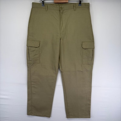 古着 ディッキーズ Dickies パンツ ワークパンツ カーゴパンツ ジッパーフライ 作業着 ワンポイントロゴ W38 L32 ベージュ系 メンズ