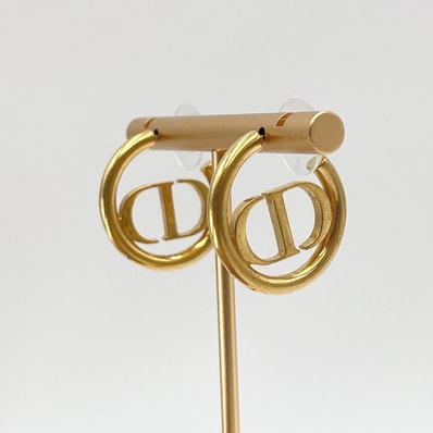 Christian Dior(クリスチャンディオール) CDロゴ フープピアス ヴィンテージ ゴールドカラー レディース アクセサリー 【中古】