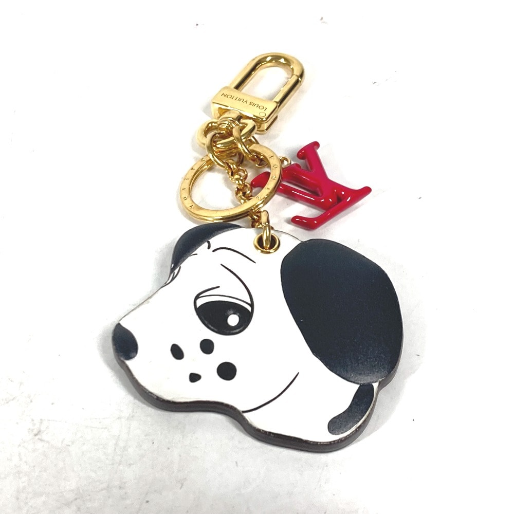 ルイヴィトン LOUIS VUITTON キーホルダー・アニモグラム ドッグ M01967 犬 ダルメシアン バッグチャーム キーホルダー レザー ホワイト