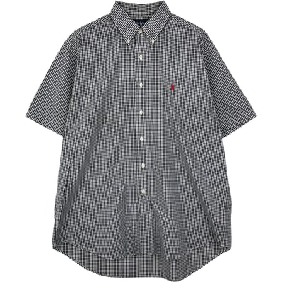 古着 ラルフローレン Ralph Lauren BLAKE ギンガムチェック 半袖 ボタンダウン チェックシャツ メンズL相当/eaa477581