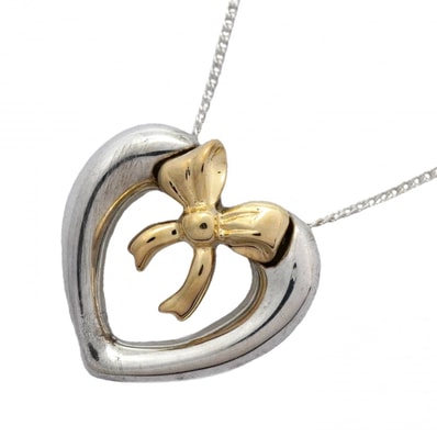★SALE【6jcb0897-k】ティファニー ネックレス リボンハート K18YG イエローゴールド シルバー925【中古】レディース