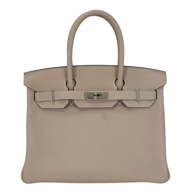HERMES エルメス ハンドバッグ バーキン30 トゥルティールグレー (グリトゥルトゥレール) トゴ シルバー金具 T刻印 新品同様【中古】