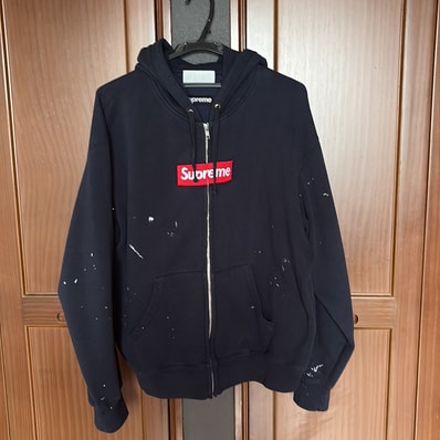 Supreme x MM6 Maison Margiela Box Logo Zip Up Hooded Sweatshirt "Navy"