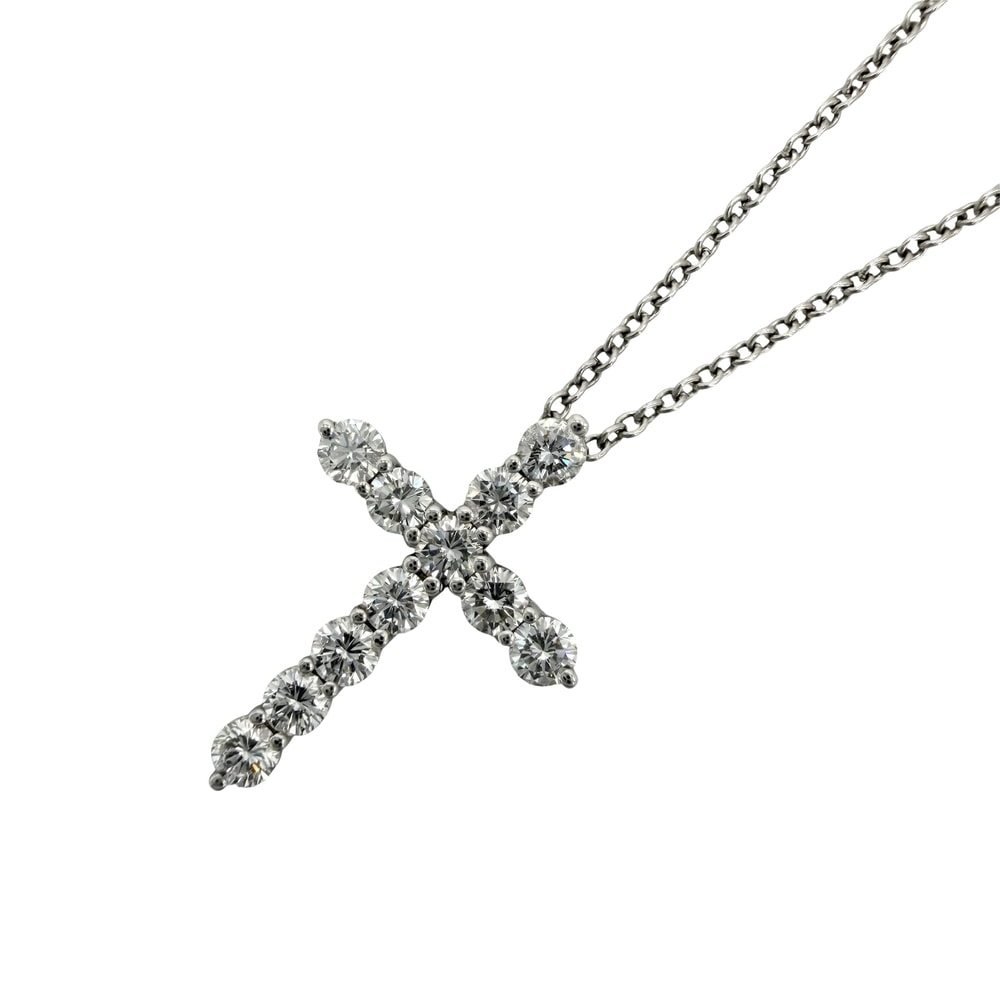 TIFFANY&Co. ティファニー ネックレス クロスペンダント スモール アクセサリー ジュエリー Pt950プラチナ    ダイヤモンド レディース 約3.6g【中古品】