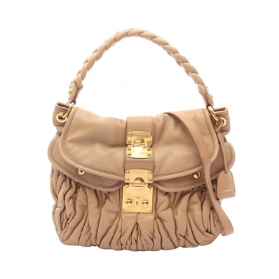 ミュウ ミュウ Miu Miu マテラッセ 2WAY ハンドバッグ バッグ レザー レディース ベージュ系 【中古】
