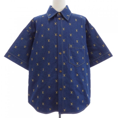 ルイヴィトン LOUIS VUITTON エンブロイダードシグネチャーショートスリーブデニムシャツ HQS90WJX1 S/Sシャツ
