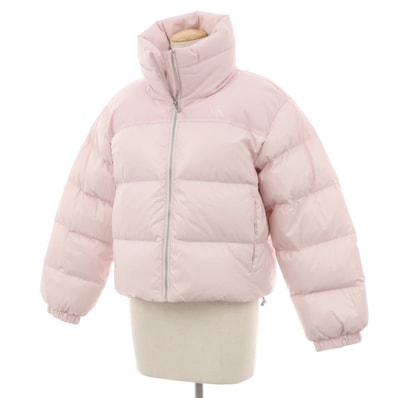 【中古】カルバンクラインジーンズ Calvin klein Jeans ナイロン ショート丈 マットシャインパファー ダウンジャケット ライトピンク【サイズS】【レディース】