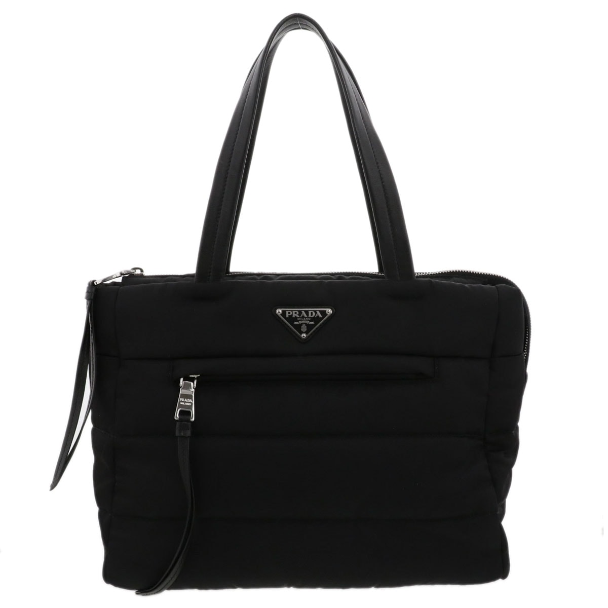 PRADA プラダ トライアングルロゴ テスートボンバー ハンドバッグ 1BG059 ナイロン ブラック  ユニセックス【中古】