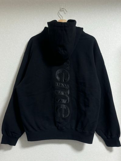 Supreme Satin Applique Hooded Sweatshirt "Black"