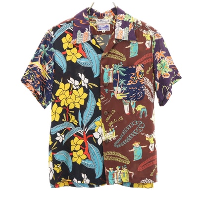 美品 SUN SURF サンサーフ BEAMS BOY ビームスボーイ別注 日本製 ハワイアン柄 半袖 アロハシャツ M マルチ 東洋エンタープライズ