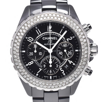 シャネル CHANEL H1009 J12 ダイヤモンドベゼル ブラック 自動巻き メンズ 美品 腕時計 D#149777