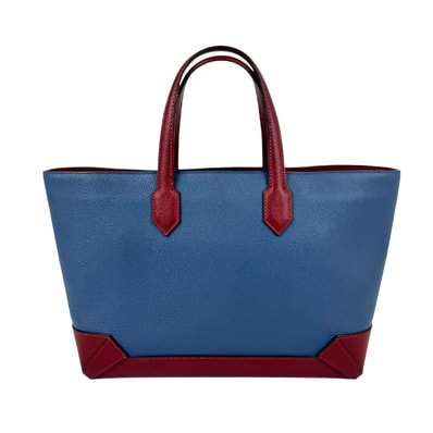 エルメス HERMES ハンドバッグ マキシボックス カバス30 エバーカラー/ヴォーエプソン ブルーアガット/ルージュグレナ レディース【中古】 z11202