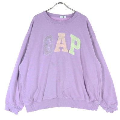 GAP ギャップ 裏起毛 ワンポイントロゴ 長袖 トレーナー L パープル スウェット