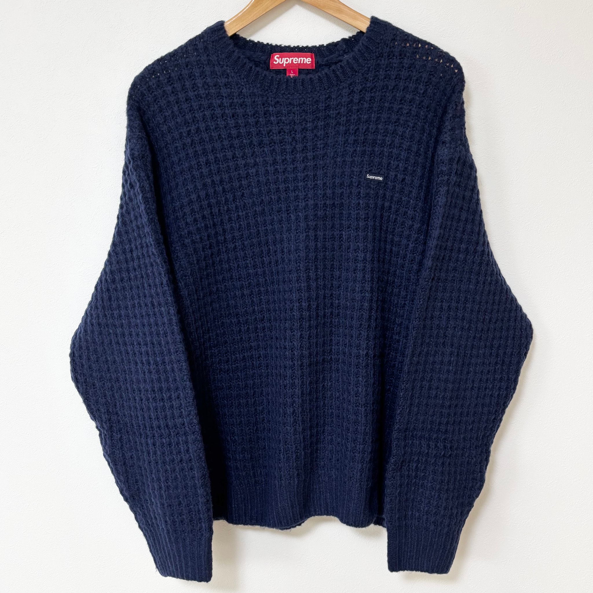 Supreme Small Box Waffle Sweater "Navy"