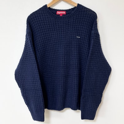 Supreme Small Box Waffle Sweater "Navy"