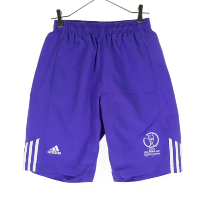 未使用 adidas アディダス ワンポイントロゴ サッカー ジャージ ハーフパンツ XS ブルー系 外袋付き