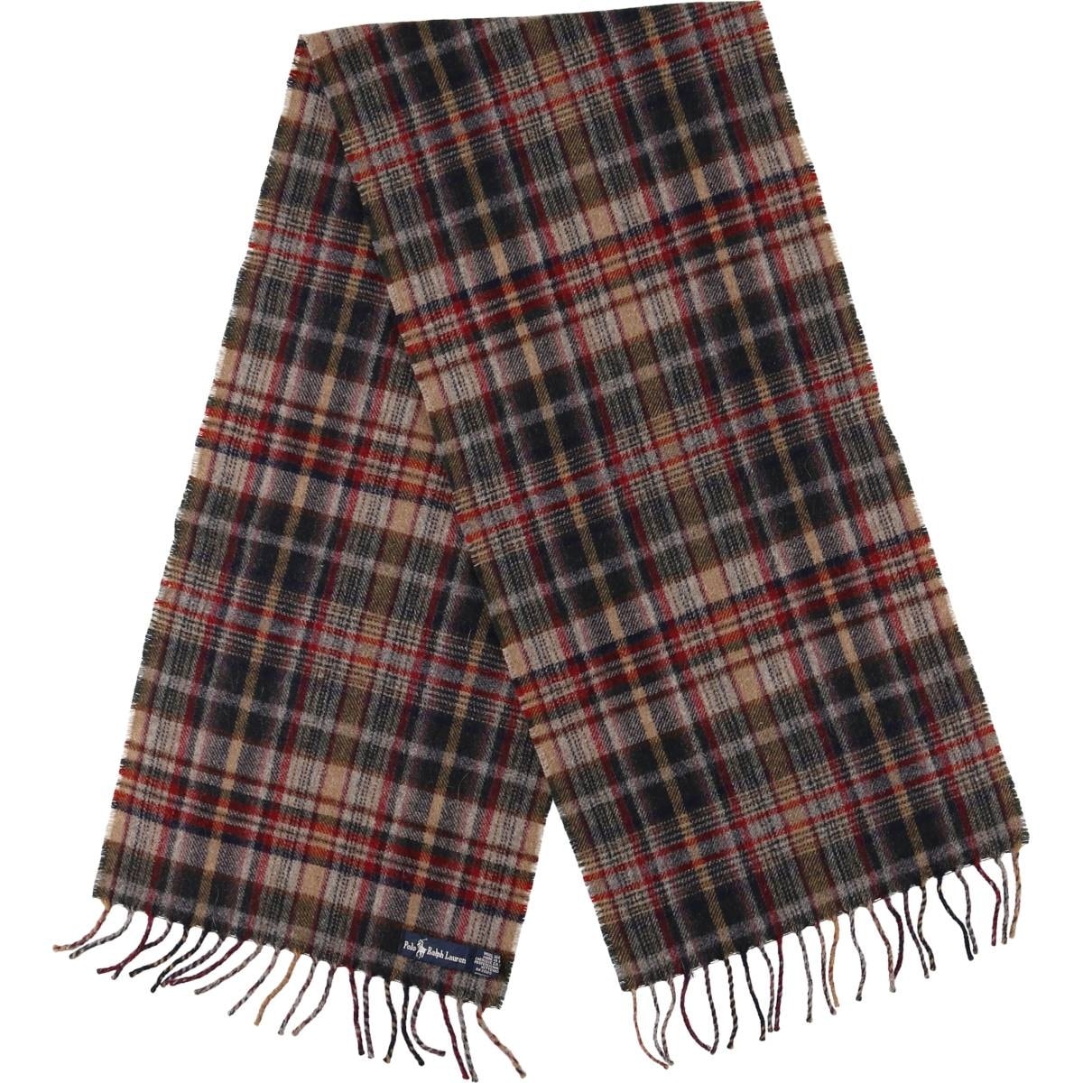 古着 ラルフローレン Ralph Lauren Polo Ralph Lauren チェック柄 ウールマフラー 英国製/gaa006044