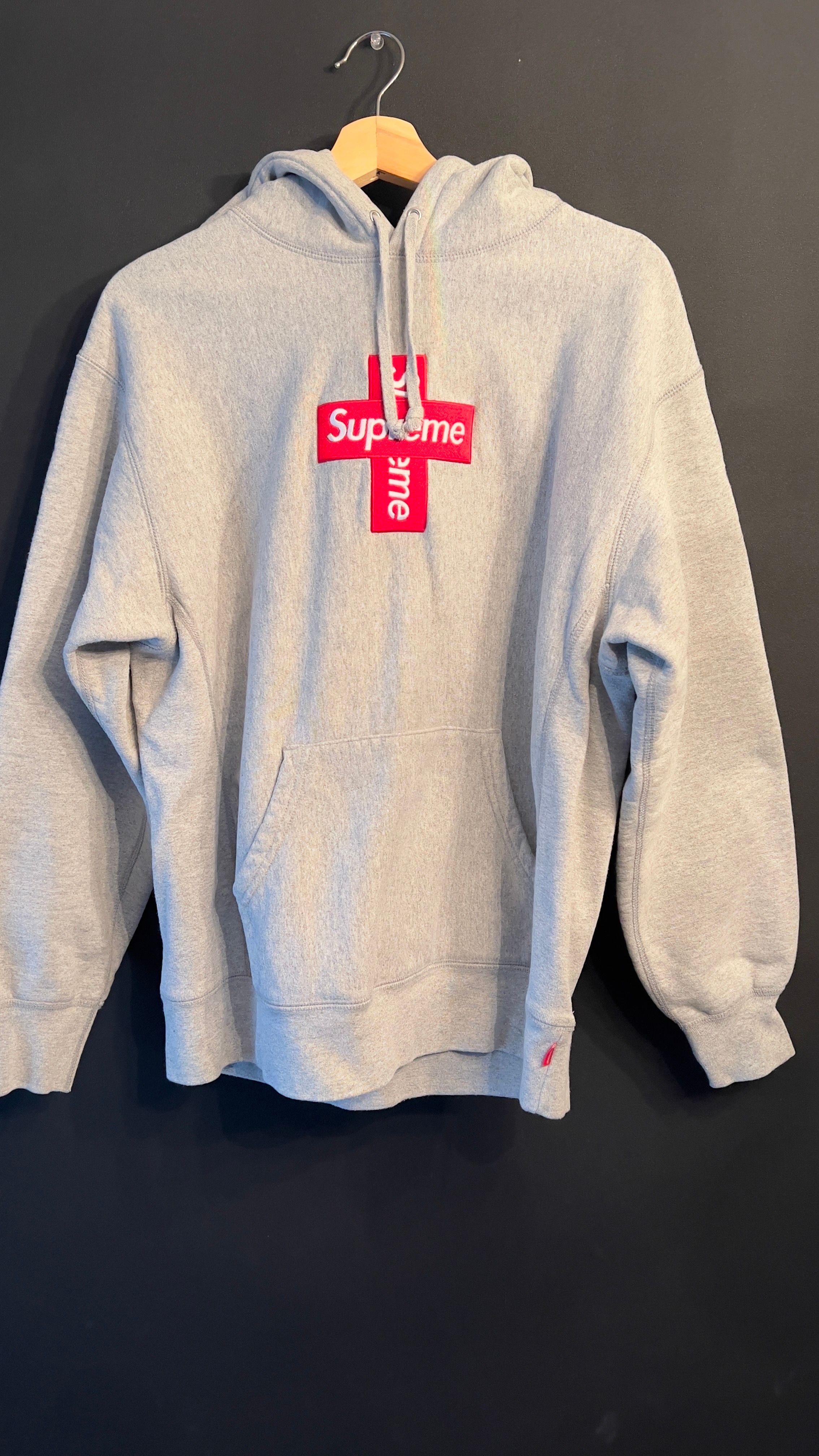 Supreme Cross Box Logo Hooded Sweatshirt "Grey"