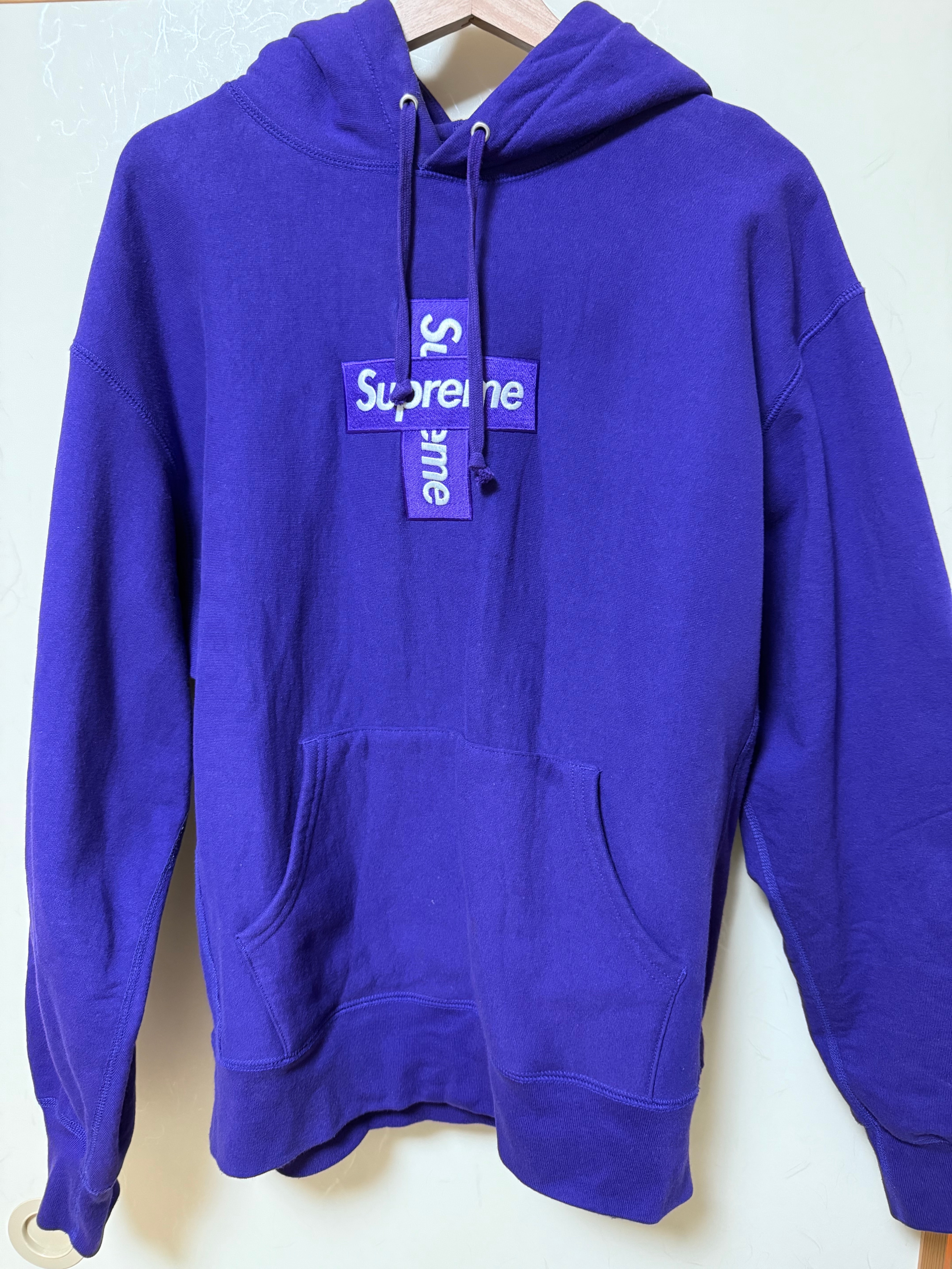 Supreme Cross Box Logo Hooded Sweatshirt "Purple"