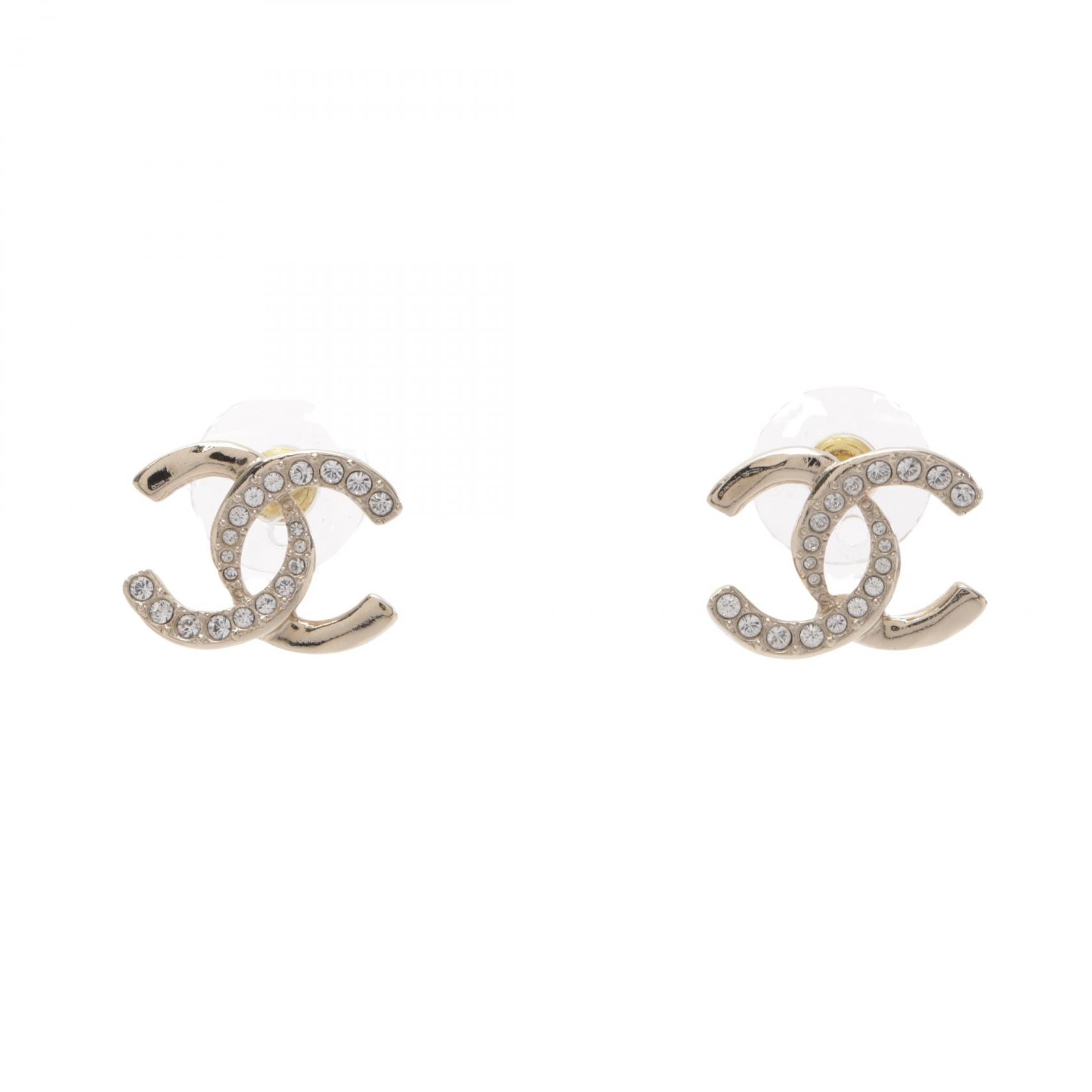 シャネル CHANEL ココマーク ピアス ジュエリー GP(ゴールドメッキ) ラインストーン レディース ゴールド系 / クリア系 【中古】