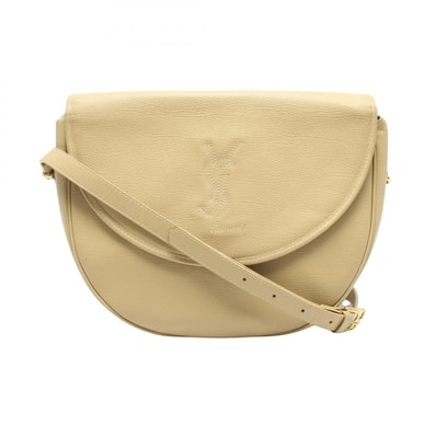 サンローランパリ SAINT LAURENT PARIS ロゴステッチ ショルダーバッグ バッグ レザー レディース ベージュ系 品番不明 【中古】